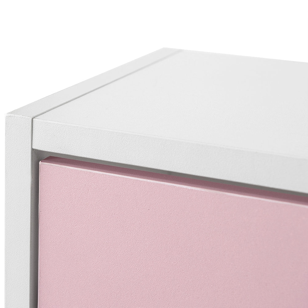 Scarpiera 4 Ante Ripiani Doppia Profondità con Maniglia Rosa e Bianco 63x24x150cm