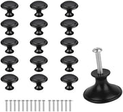 Pomme da maniglia 16 pezzi - Maniglie da porta rotonde 23 mm - Maniglie a mano - Maniglie da mobili - Stile vintage - Lega di alluminio nera