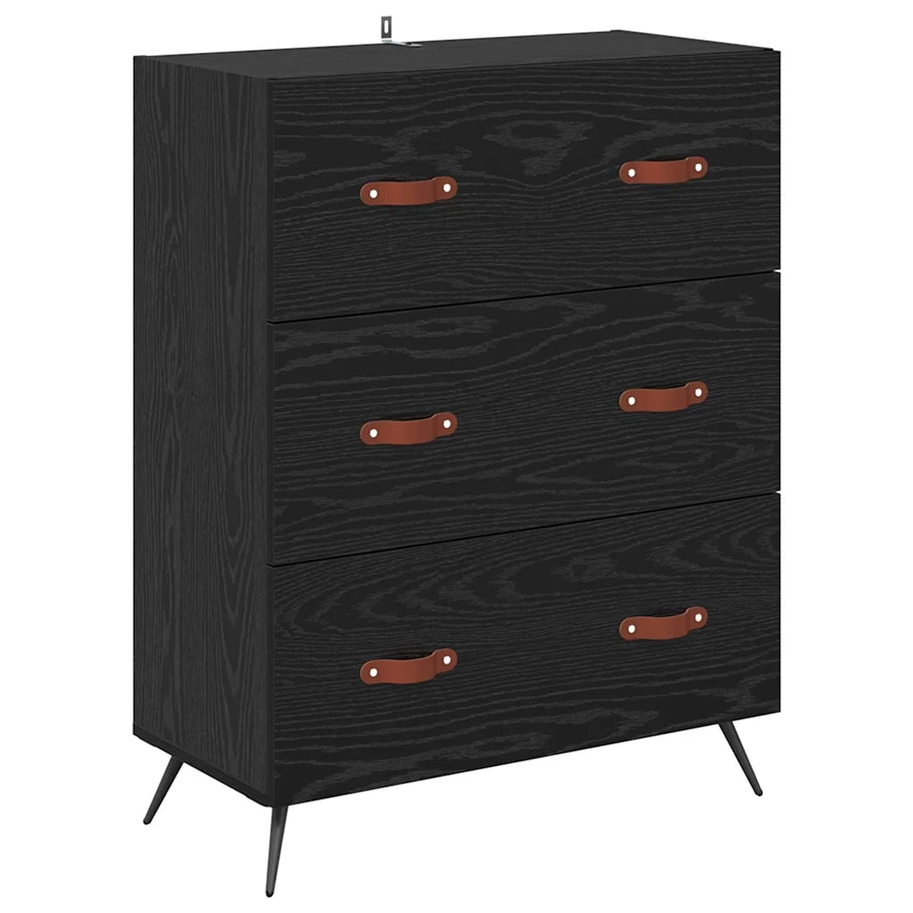 Credenza | Armadietto alto con ripiano 2 pcs Rovere Nero Legno multistrato