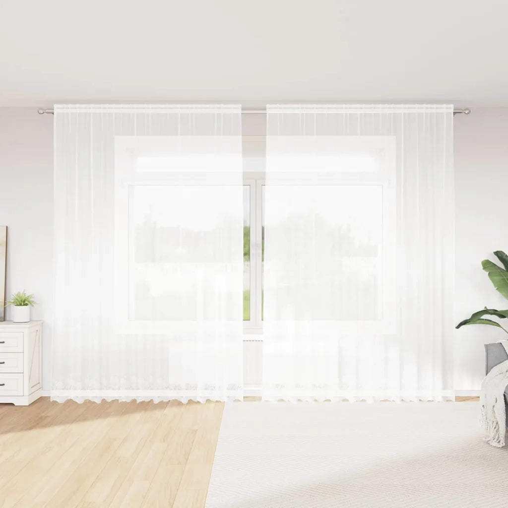 vidaXL Tende con tende Bianco 300 x 280 cm Poliestere