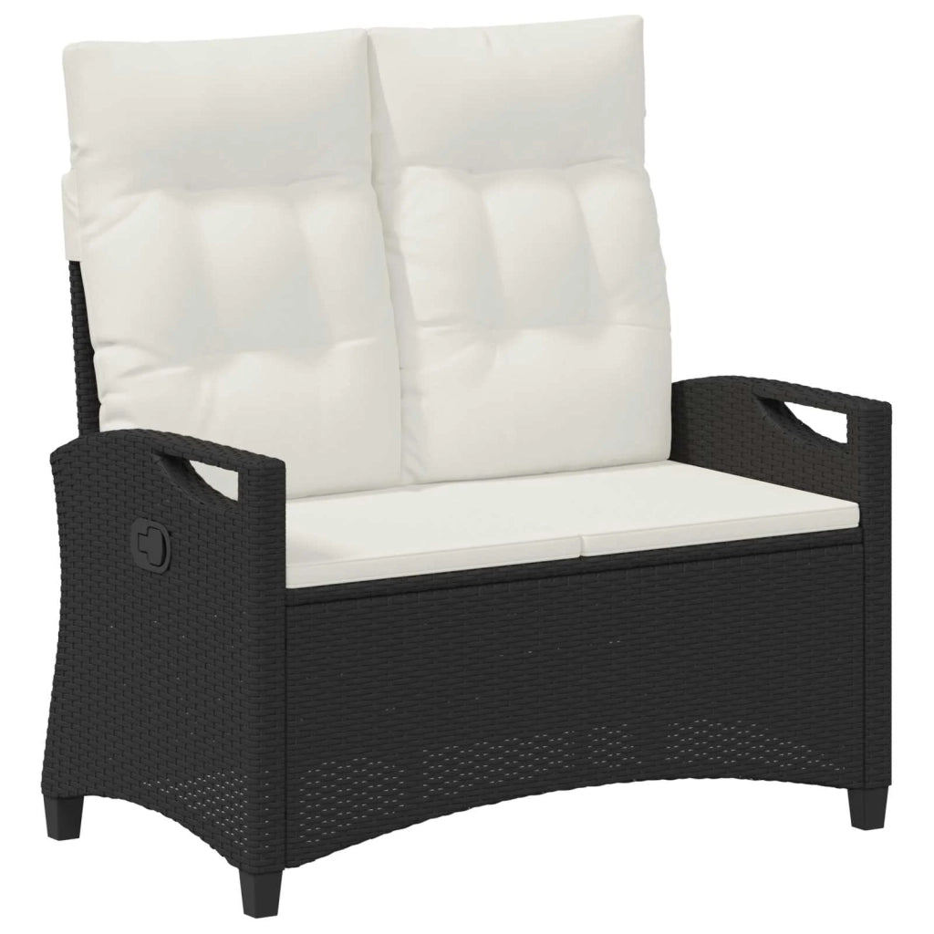 Panchina da giardino con cuscino Nero e Crema 105 x 60 x 112 cm