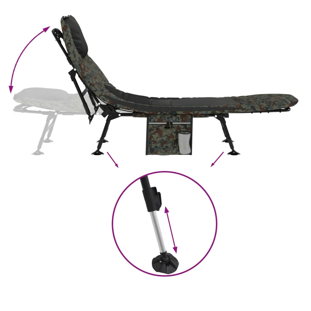 Letto da Pesca Gambe Anti Fango Regolabili Pieghevole Mimetico CFW1037761