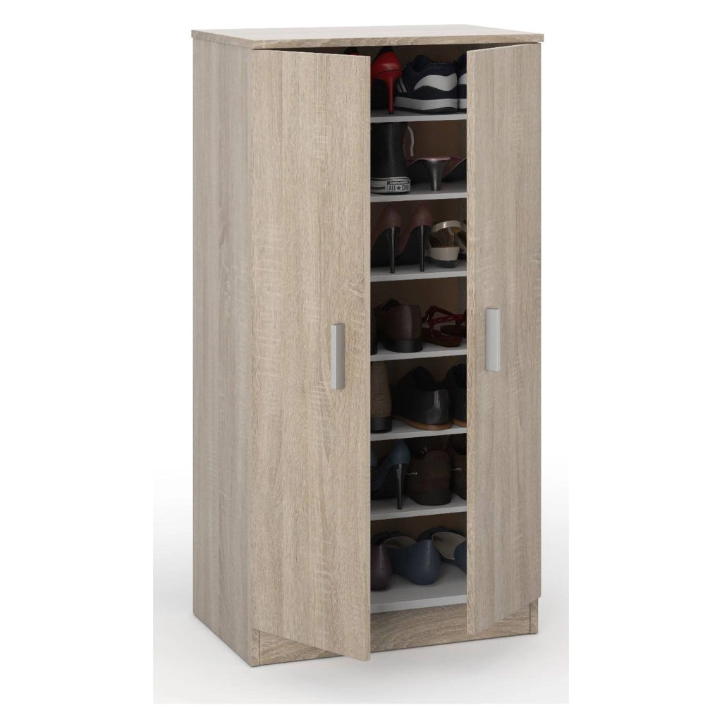 Akimera, Armadio Multiuso 2 Ante 6 Ripiani, 55x108h cm Marrone Rovere
