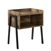 Comodino comodino cassettiera gambe in metallo 52 cm effetto legno e nero 03_0003146