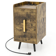 Comodino con stazione di ricarica 40 x 32 x 60 cm ampio spazio di archiviazione design moderno legno ingegnerizzato color caffè 20_0021025