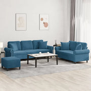 Set di Divani 3 pz con Cuscini Blu in Velluto 3202289
