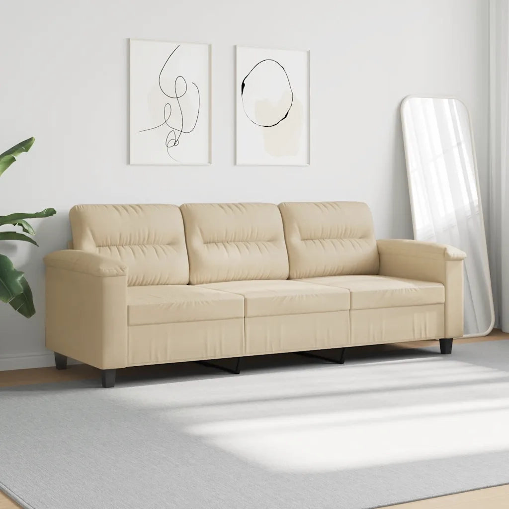 Divano a 3 Posti Crema 180 cm in Tessuto Microfibracod mxl 85413