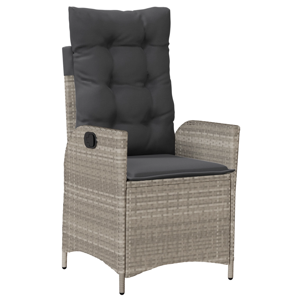 Set di 7 Mobili da Giardino con Cuscini in Grigio Chiaro Polirattan