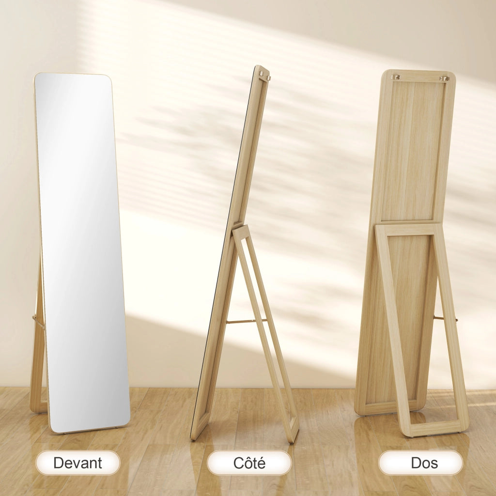 Specchio a Piede e Muro Rettangolare ¨C zephmum ¨C 37x43x156 cm Legno Naturale