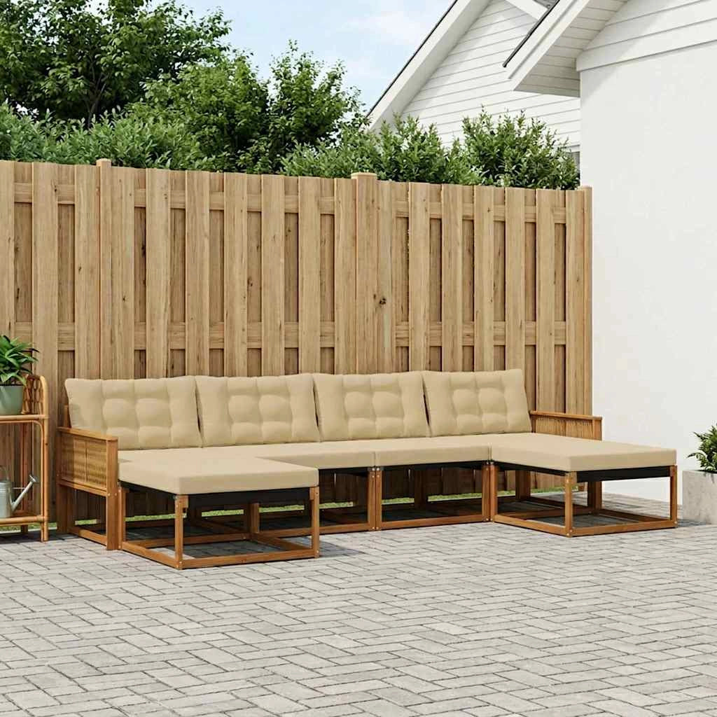 Set di divani da esterno 6 pz Naturale e Beige 3381605