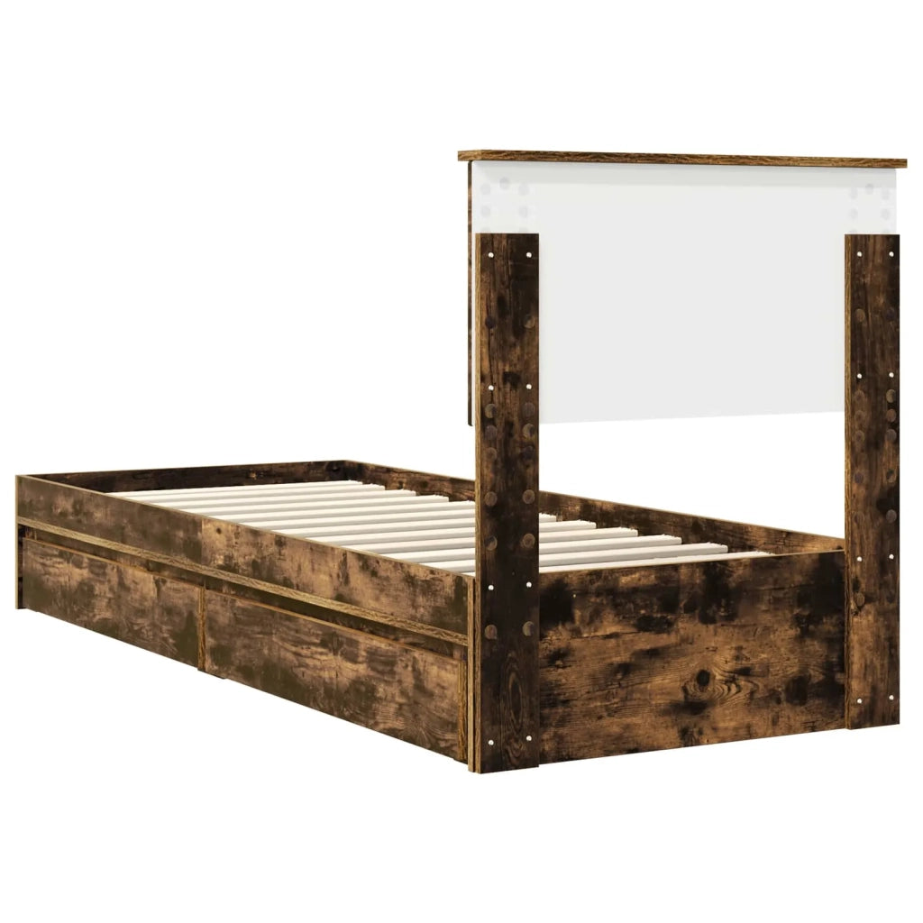 Letto con Contenitore Rovere fumé 75 x 190 cm Legno multistrato