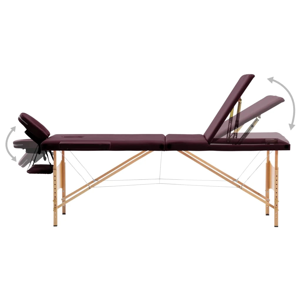 Lettino da massaggio pieghevole 3 sezioni legno viola vino 02_0001839