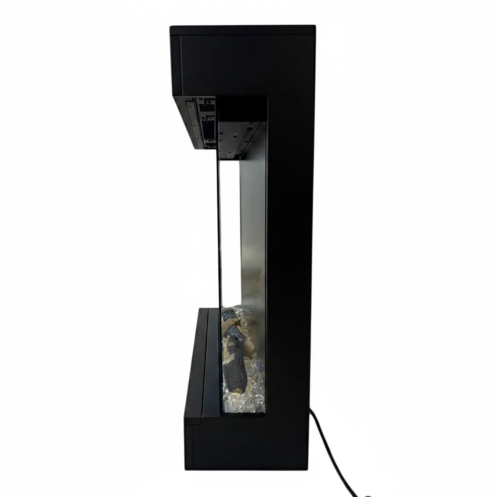 Tempo Style - Caminetto elettrico CALLIOPE Nero con cornice in legno MDF effetto fuoco reale 750 - 1.500 W