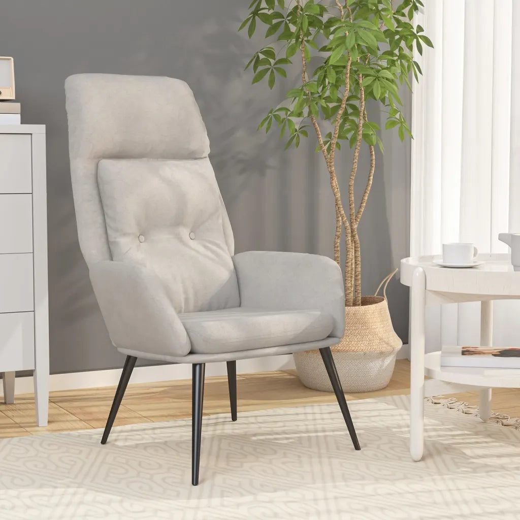 Poltrona Reclinabile Grigio Chiaro in Similpelle Scamosciata 341281