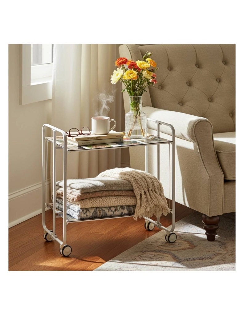 Carrello da cucina pieghevole grigio con ruote BAUHAUS 2 ripiani