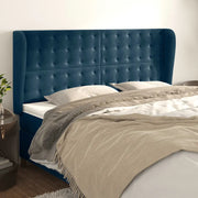 Testiera ad Orecchio-Testata con Orecchie Blu Scuro 163x23x118/128 cm in Velluto 824463