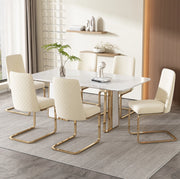 Set di 6 sedie da pranzo in velluto beige con gambe dorate