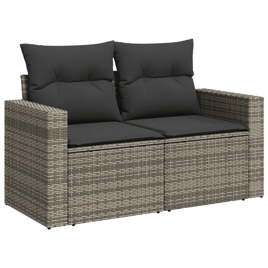 Set Divani da Giardino 4 pz con Cuscini in Polyrattan Grigio
