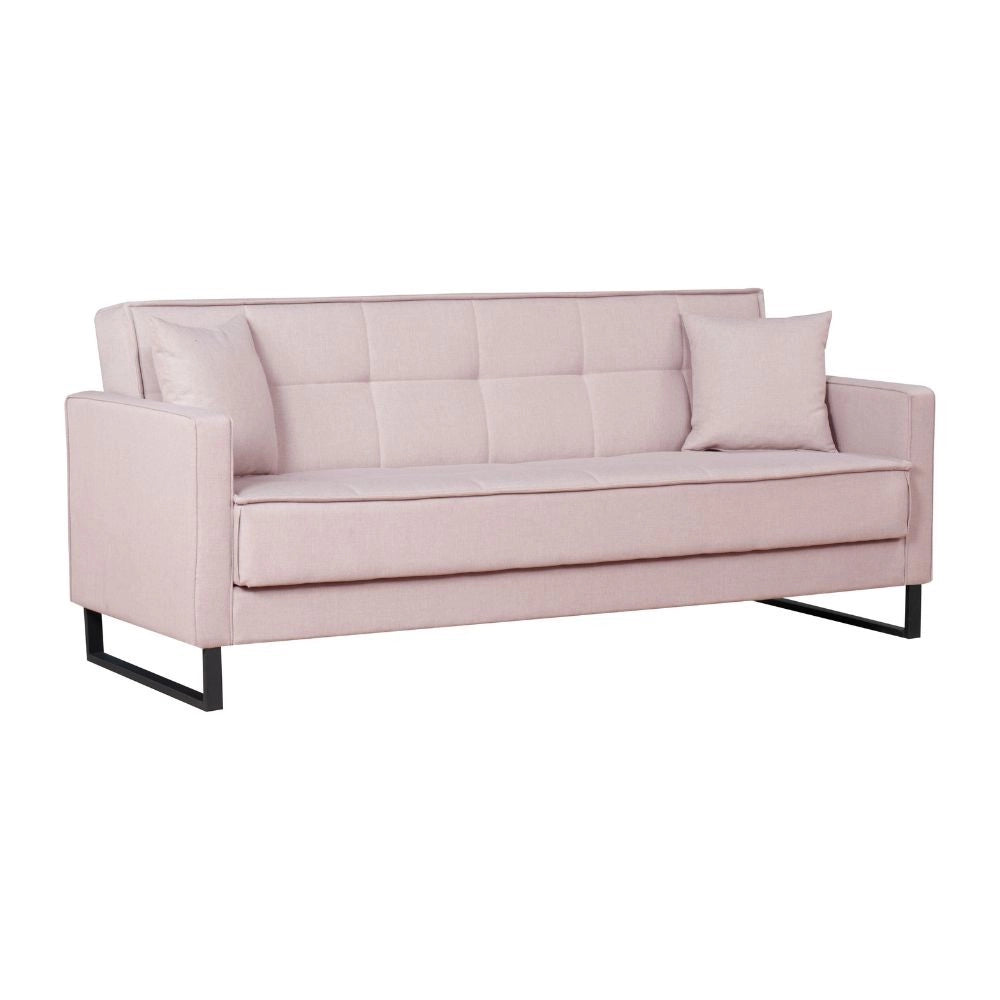Divano letto contenitore Legen 3 posti in vellutino rosa antico 12-450