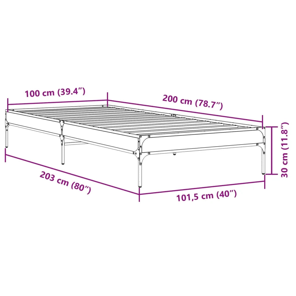 Giroletto-Struttura Letto Nero 100x200 cm in Legno Multistrato e Metallo 598653