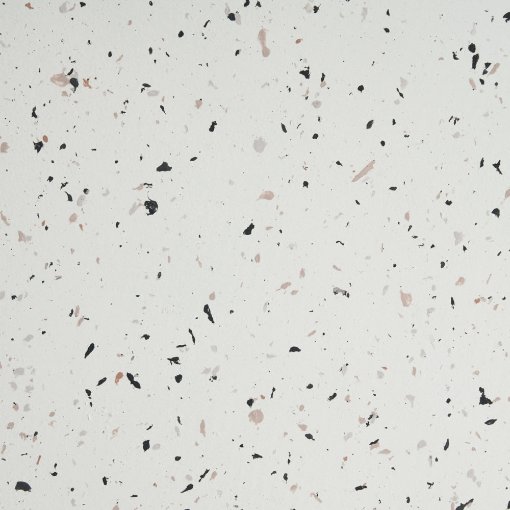 Tavolino in fibra di vetro MgO con piano rotondo a forma di clessidra con effetto terrazzo bianco resistente ai raggi UV, alla ruggine e all'acqua e al vento