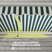 Tenda da Sole a Bracci Avvolgibile a Manovella in Metallo e Alluminio, 4x2.5m, Verde e Bianco