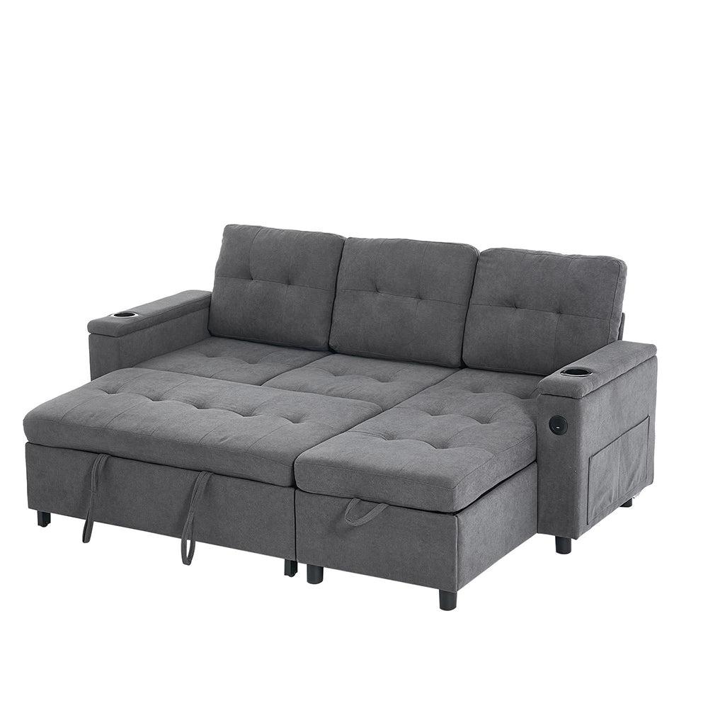 Divano angolare - Xylo - 208x146cm letto 3 posti grigio