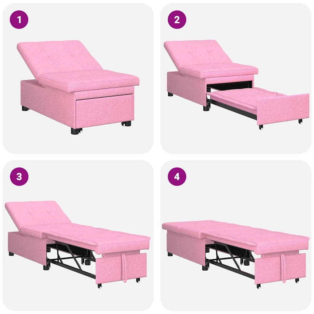 Divano Letto Estraibile Rosa 194 x 50 x 82 cm Tessuto 42008592