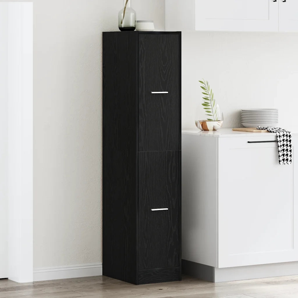 Mobiletto da Farmacia Rovere Nero 30x41x144,5 cm Legno Agglomerato 862054