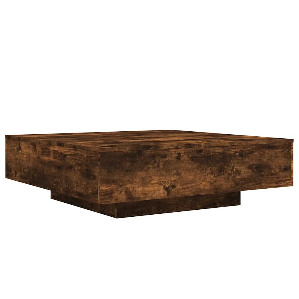 Tavolino da Soggiorno con Luci LED-Tavolino da Salotto-Tavolo Rovere Fumo 100x100x31 cm