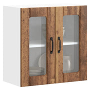 Pensile da Cucina con Porta in Vetro-Mobile Cucina da Parete Lucca Legno Vecchio 303506
