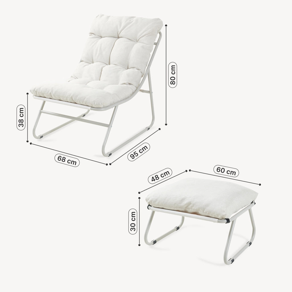 Set Malmö di 2 Mobili da Giardino Poltrona e Poggiapiedi con Cuscino - Beige casa.pro