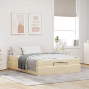 Struttura letto con materasso con materasso 2 pcs Crema Tessuto
