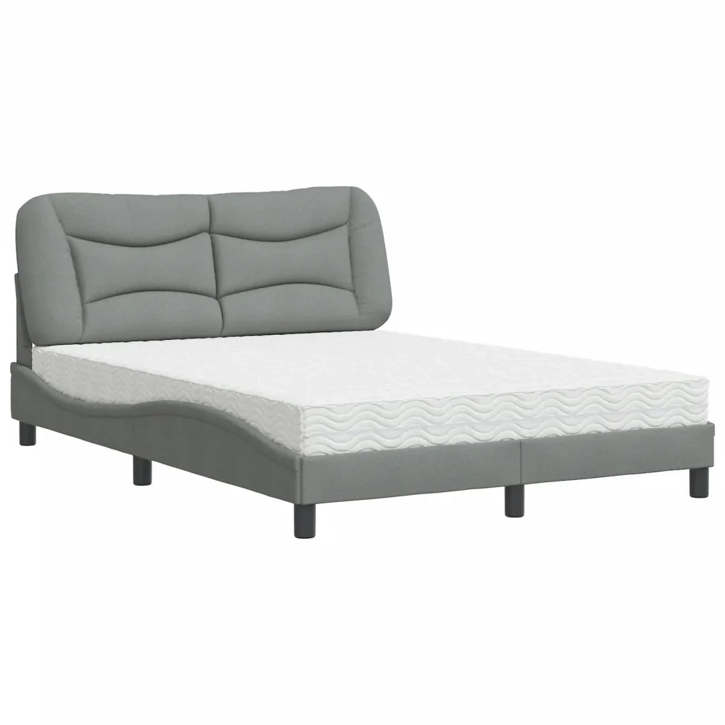 Letto con Materasso Hvar Grigio Chiaro 120x200cm Tessuto 3208520