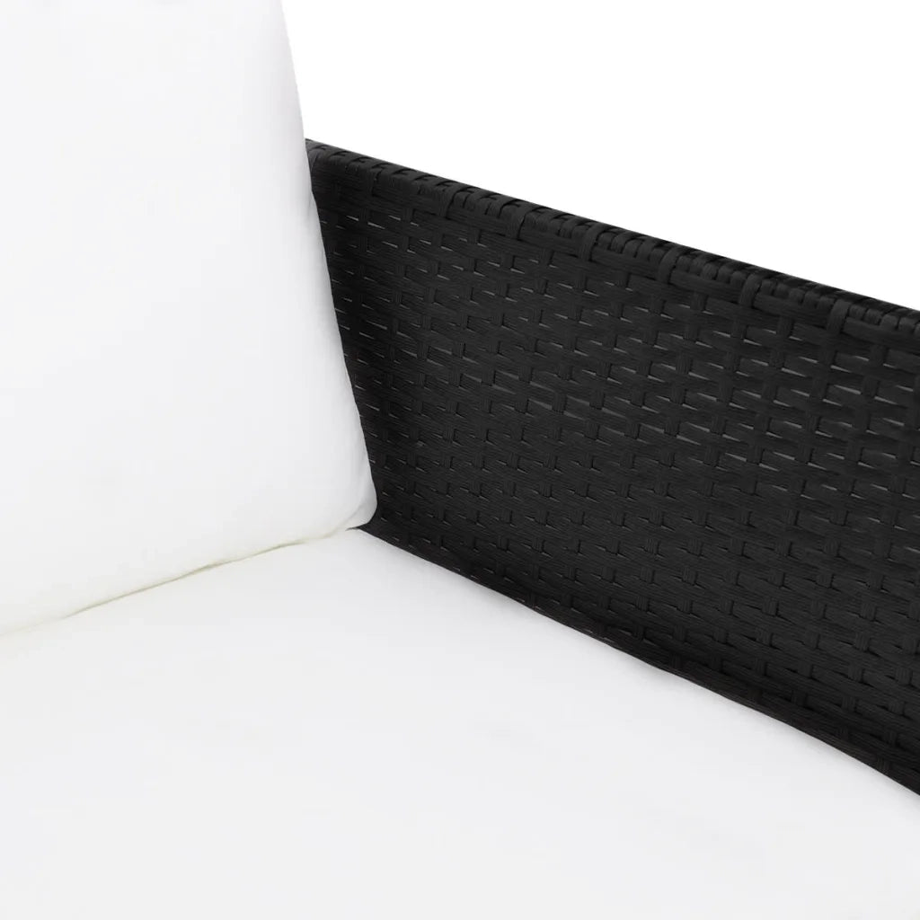 Set Divani da Giardino 3 pz con Cuscini in Polyrattan Nero cod mxl 35393
