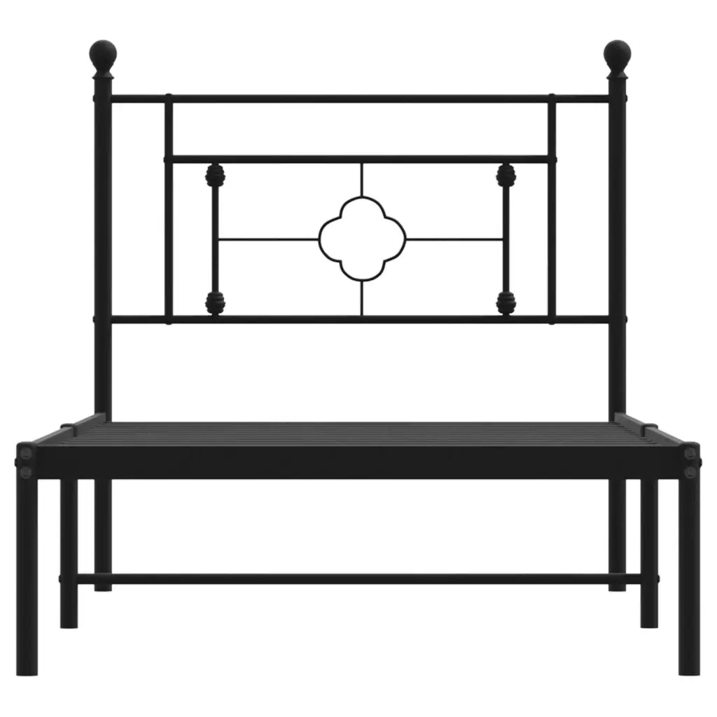Giroletto con Testiera-Struttura Letto con testiera in Metallo Nero 90x190 cm 239589