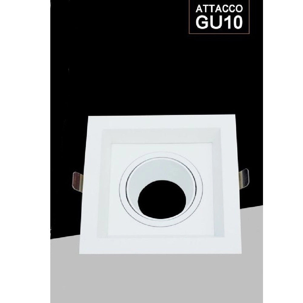 Trade Shop - Porta Faretto Orientabile Da Incasso Bianco Per Lampadine Gu10 Gu5.3 P33-gu10-b1 -