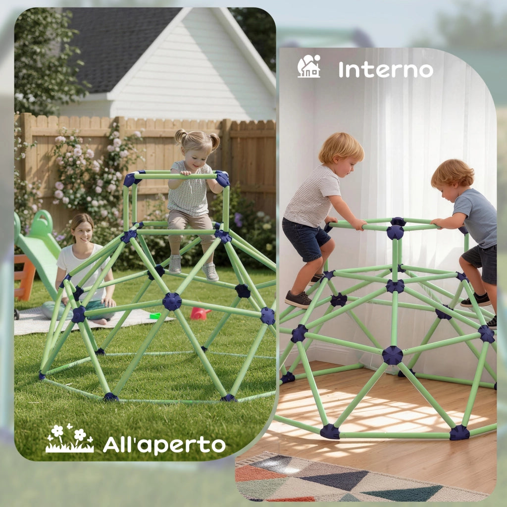 Gioco Arrampicata per Bambini Ø182,5x119 cm a Cupola con Bordi Smussati in PP Verde e Viola