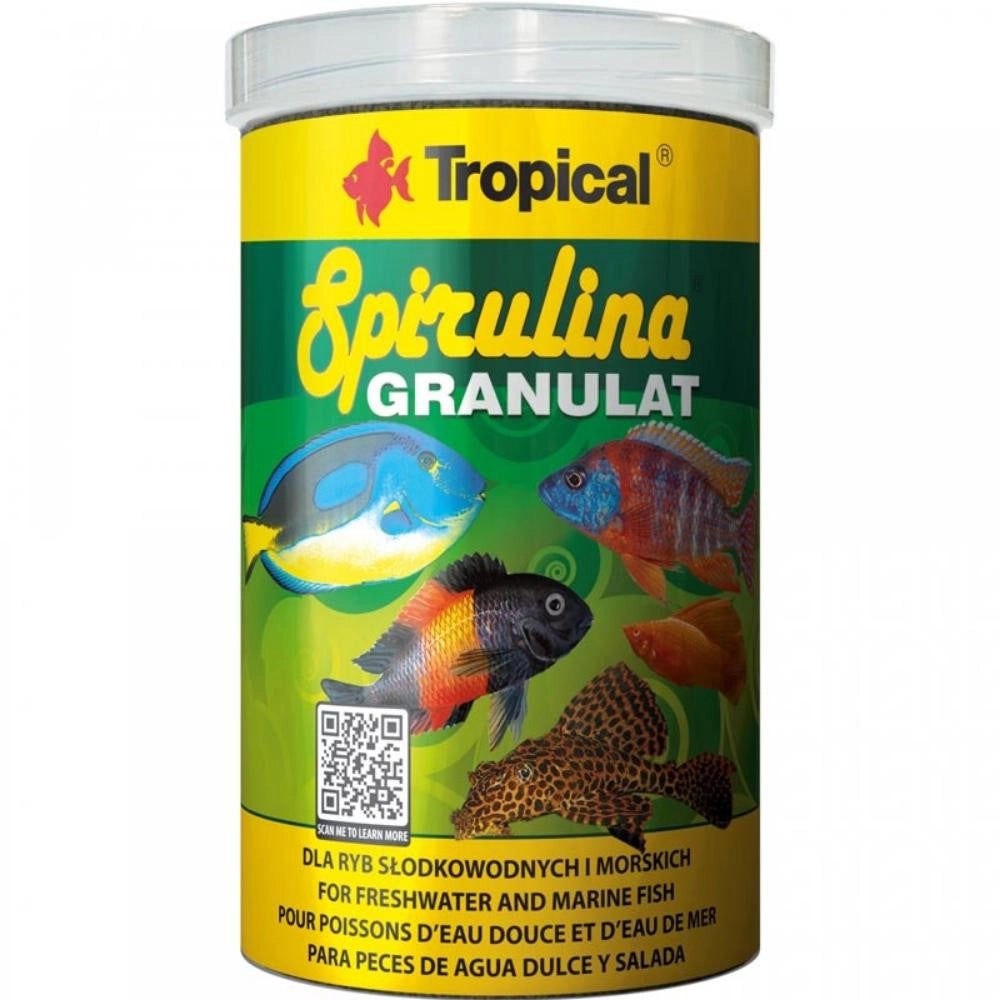 Tropical Spirulina Granulat - mangime vegetale granulato con elevato contenuto in alghe Spirulina Formato: 1000 ml