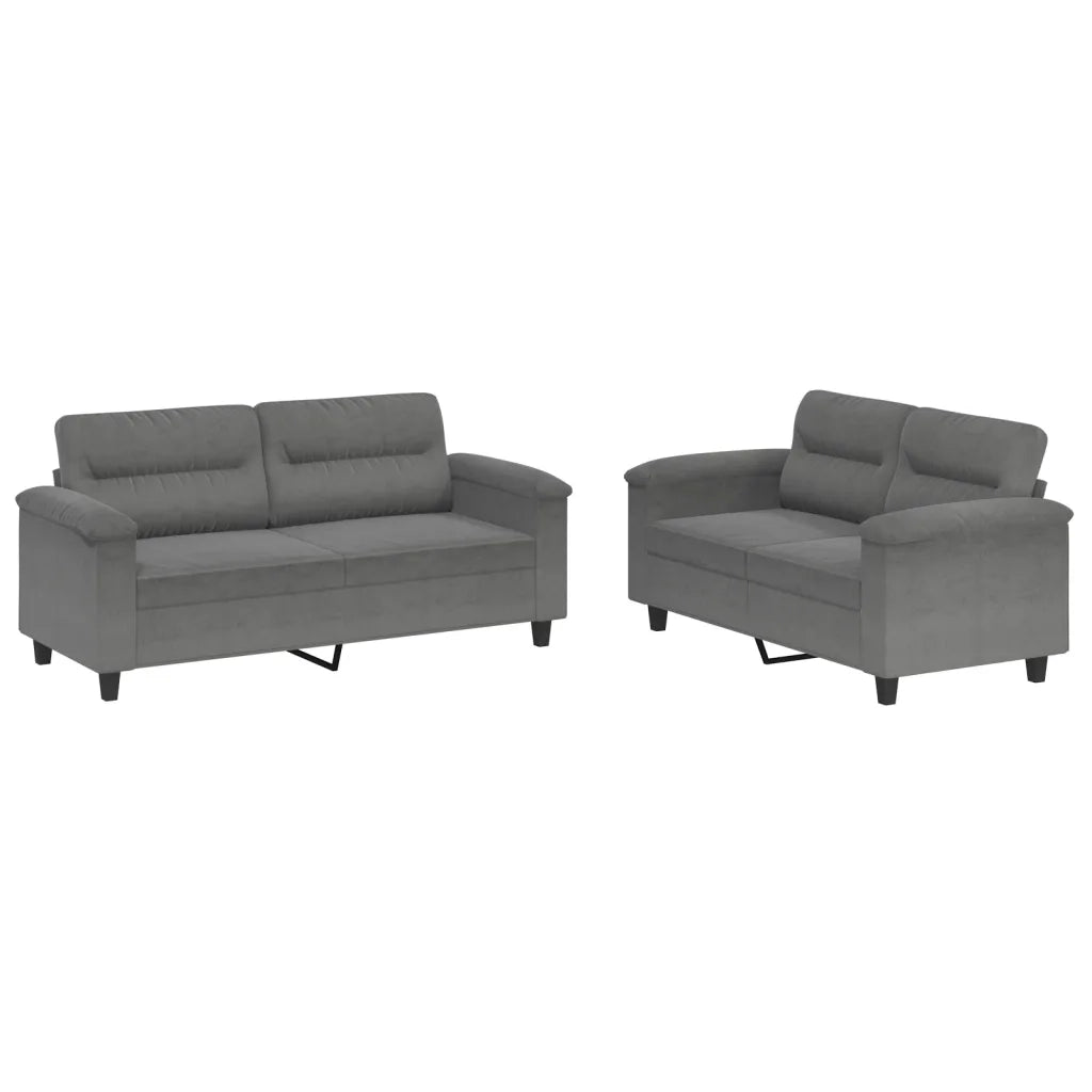 Set Divani 2 pz con Cuscini Grigio Scuro in Tessuto Microfibracod mxl 130752