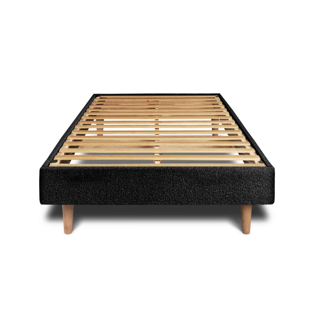 Letto 90x200 cm con testiera in linea - tessuto bouclé