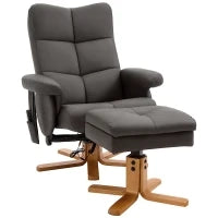 Poltrona Massaggiante Reclinabile a 145° con Pouf Poggiapiedi, 80x86x99cm, Marrone