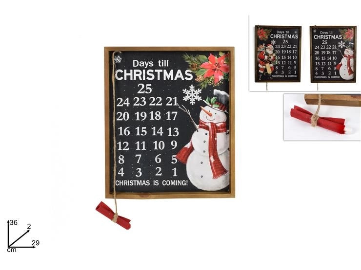 1 Pezzo Calendario Avvento da Parete Natale in Legno 36 x 29 cm 2 Decori