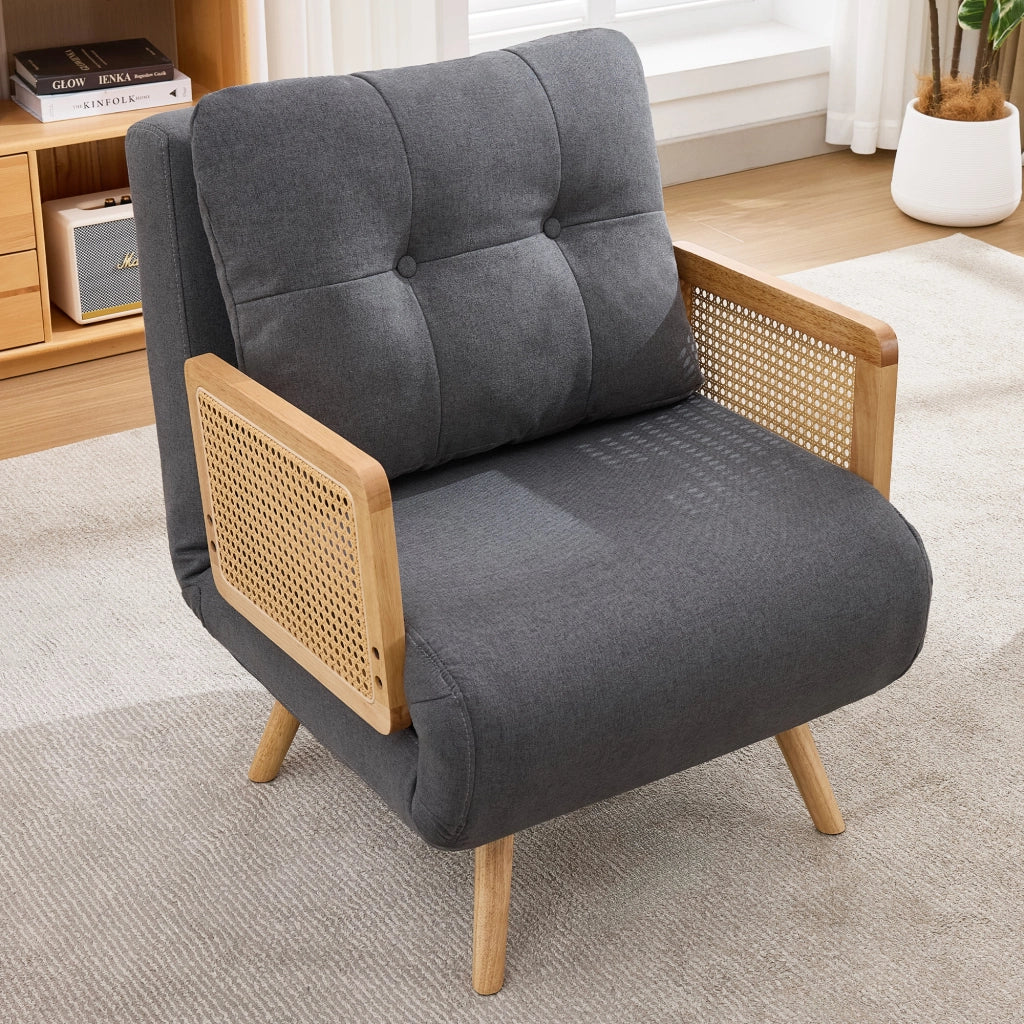 SEDIA 3 in 1 reclinabile 67,5x73x86,5 cm in lino grigio con cuscino