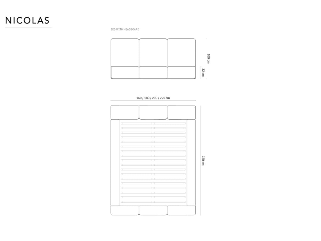 Cosmopolitan Design - Letto a cassettone con testiera "Nicolas" 180x200cm in velluto grigio chiaro 