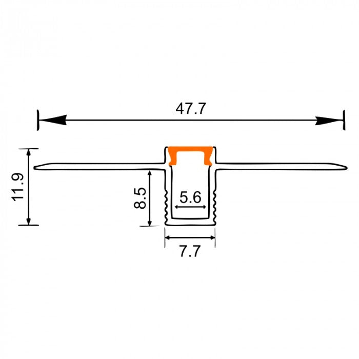 Profilo LED incasso GPW-02 anodizzato trasparente 2m Ecolight