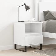 Comodino Bianco Lucido 40x35x50 cm in Legno Multistrato 830640