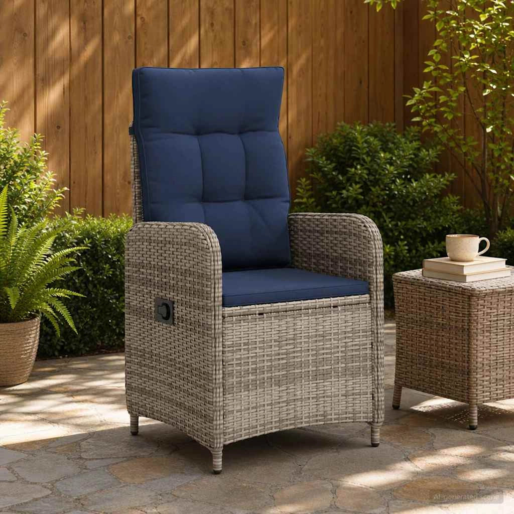 Sedia da giardino reclinabile Grigio e Blu Navy 42027158
