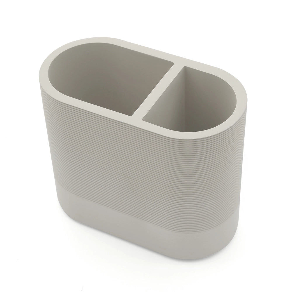 Bicchiere porta spazzolini in poliresina crema Marica