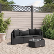 Set Divani da Giardino 4 pz con Cuscini Nero in Polyrattan